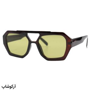 عکس از عینک دید در شب وهلا با فریم رنگ قهوه‌ای، شکل چند ضلعی و لنز زرد رنگ مدل 96300