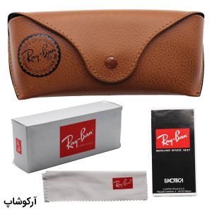 عکس از پک اورجینال عینک برند ریبن (Ray-Ban) با رنگ قهوه ای و تمام تجهیزات مدل 992854