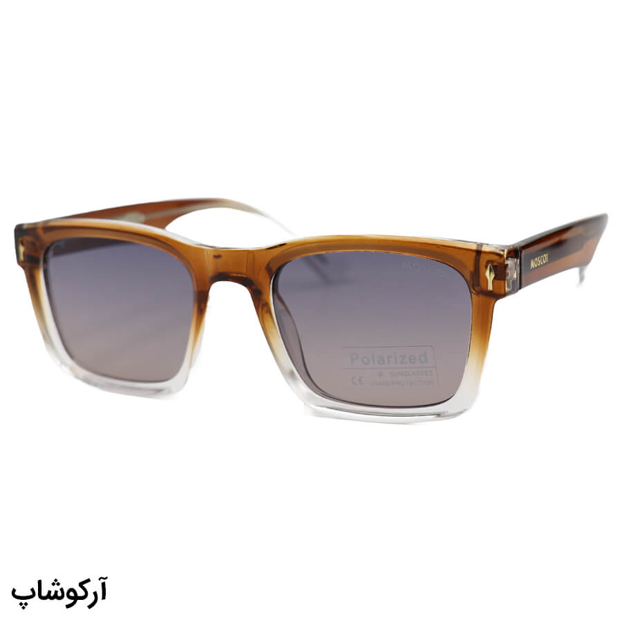 Brown-Rectangular-Frame-And-Brown-Handle-And-Brown-Highlighted-Polorized-Uv-Protection-Lens-Moscot-Sunglasses-Model-P1213-Br-1 عکس از عینک آفتابی پلاریزه موسکات با فریم قهوهای، شکل مستطیلی، دسته سیمدار و لنز قهوهای هایلایت مدل p1213