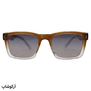 عکس از عینک آفتابی پلاریزه موسکات با فریم قهوه‌ای، شکل مستطیلی، دسته سیم‌دار و لنز قهوه‌ای هایلایت مدل P1213
