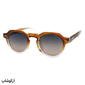عکس از عینک آفتابی پلاریزه موسکات با فریم گرد، رنگ قهوه‌ای، دسته سیم‌دار و لنز دو رنگ و هایلایت مدل P1209