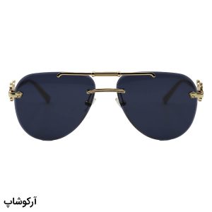 عکس از عینک آفتابی زنانه فریملس ورساچه با فریم شکل خلبانی، رنگ طلایی و لنز دودی تیره مدل 3096