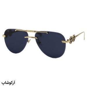 عکس از عینک آفتابی زنانه فریملس ورساچه با فریم شکل خلبانی، رنگ طلایی و لنز دودی تیره مدل 3096