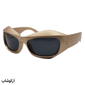 عکس از عینک آفتابی فانتزی PRADA با فریم بیس‌دار، بیضی شکل، رنگ طلایی و لنز دودی تیره و پلاریزه مدل 3346