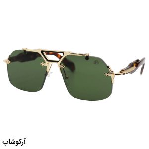 عکس از عینک آفتابی Maybach فریملس، با فریم طلایی، شکل چندضلعی، دسته هاوانا و لنز سبز تیره مدل ZS98212