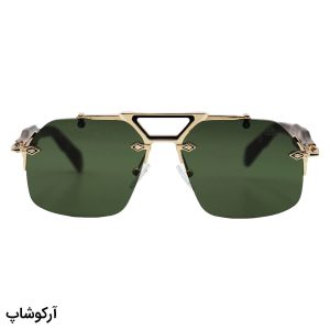 عکس از عینک آفتابی Maybach فریملس، با فریم طلایی، شکل چندضلعی، دسته هاوانا و لنز سبز تیره مدل ZS98212