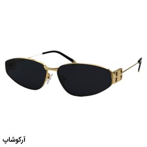 عکس از عینک آفتابی زنانه بالنسیاگا با فریم بیضی شکل، رنگ طلایی و لنز دودی تیره مدل 2563