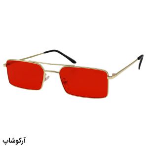 عکس از عینک دید در شب DITIAI با فریم مستطیلی شکل، طلایی رنگ و لنز قرمز رنگ مدل 9549