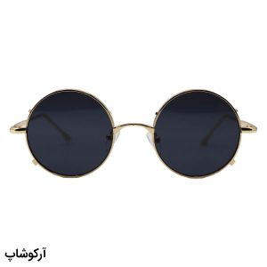 عکس از عینک آفتابی فانتزی Christian Dior با فریم شکل گرد، رنگ طلایی و لنز دودی تیره مدل 2290