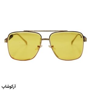 عکس از عینک دید در شب لاکچری Maybach با فریم مربعی شکل، طلایی رنگ و لنز زرد رنگ مدل 010