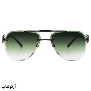 عکس از عینک آفتابی زنانه فریملس Versace با فریم خلبانی، رنگ نوک مدادی و لنز سبز سایه روشن مدل 3096