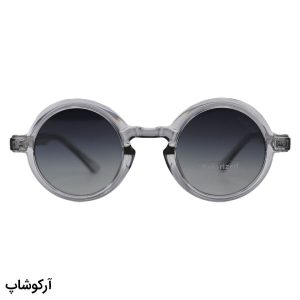 عکس از عینک آفتابی پلاریزه موسکات با فریم گرد، رنگ طوسی، دسته سیم‌دار و لنز دودی سایه روشن مدل P1206