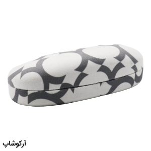 عکس از قاب عینک طرح هارد کیس، از جنس مخملی، بیضی شکل و رنگ سفید و طوسی مدل 992872