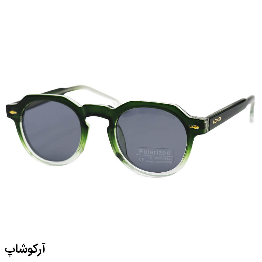 Green-Round-Frame-And-Green-Handle-And-Dark-Polorized-Uv-Protection-Lens-Moscot-Sunglasses-Model-P1209-Gr-1 عکس از عینک آفتابی پلاریزه موسکات با فریم گرد، رنگ سبز، دسته سیمدار و لنز دودی تیره مدل p1209