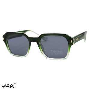 عکس از عینک آفتابی موسکات با فریم مربعی، سبز رنگ، دسته سیم دار و لنز دودی تیره و پلاریزه مدل P1203