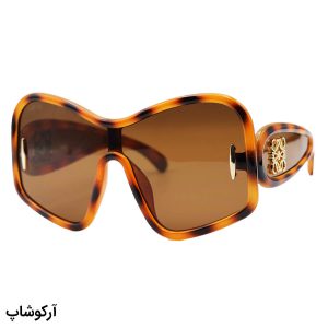 عکس از عینک آفتابی فانتزی LOEWE با فریم رنگ هاوانا، اور سایز، دسته پهن و عدسی رنگ قهوه‌ای مدل 5000