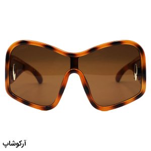 عکس از عینک آفتابی فانتزی LOEWE با فریم رنگ هاوانا، اور سایز، دسته پهن و عدسی رنگ قهوه‌ای مدل 5000