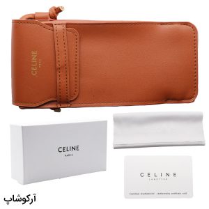 عکس از کیف اورجینال عینک برند سلین (CELINE)، از جنس چرمی، رنگ قهوه‌ای و بند دار با تمام تجهیزات مدل 9928888