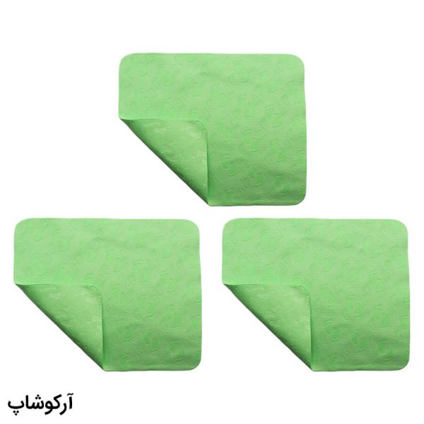 عکس از بسته 3 عددی دستمال عینک از جنس میکروفایبر، رنگ سبز و طرح دار کد 992884-3