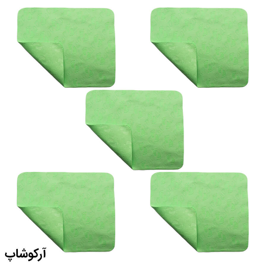 Microfiber-Green-Eyewear-Tissues-Model-992884-5-1 عکس از بسته 5 عددی دستمال عینک از جنس میکروفایبر، رنگ سبز و طرح دار کد 992884
