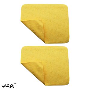 عکس از بسته 2 عددی دستمال عینک از جنس میکروفایبر، رنگ زرد و طرح دار کد 992886-2