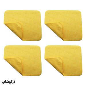 عکس از بسته 4 عددی دستمال عینک از جنس میکروفایبر، رنگ زرد و طرح دار کد 992886-4