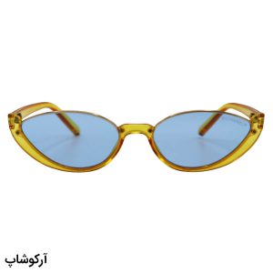 عکس از عینک دید در شب زنانه Chanel با فریم بیضی شکل، رنگ فریم نارنجی و عدسی آبی رنگ مدل 88203