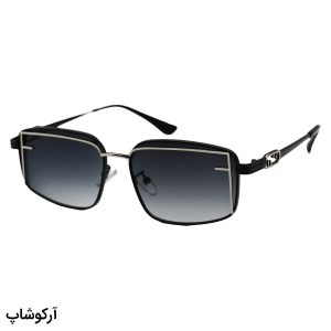 عکس از عینک آفتابی زنانه Fendi با فریم مشکی و نقره‌ای رنگ، مستطیلی شکل و لنز سبز سایه روشن مدل 2484