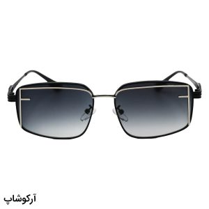 عکس از عینک آفتابی زنانه Fendi با فریم مشکی و نقره‌ای رنگ، مستطیلی شکل و لنز سبز سایه روشن مدل 2484