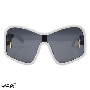 عکس از عینک آفتابی فانتزی لووه با فریم رنگ سفید، اور سایز، دسته پهن و عدسی رنگ دودی مدل 5000