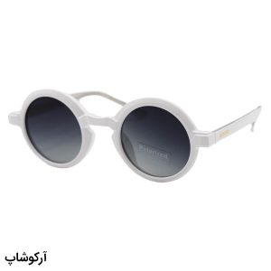 عکس از عینک آفتابی پلاریزه Moscot با فریم گرد، رنگ سفید، دسته سیم دار و لنز دودی سایه روشن مدل P1206