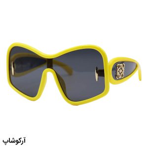عکس از عینک آفتابی فانتزی LOEWE با فریم رنگ زرد، اور سایز، دسته پهن و عدسی رنگ دودی مدل 5000