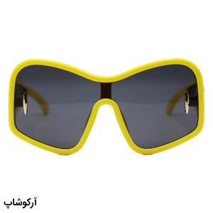 عکس از عینک آفتابی فانتزی LOEWE با فریم رنگ زرد، اور سایز، دسته پهن و عدسی رنگ دودی مدل 5000