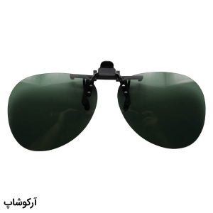 عکس از کاور گیره دار لنز عینک طبی با رنگ سبز، پلاریزه و شکل خلبانی و گیره فلزی مدل 992914