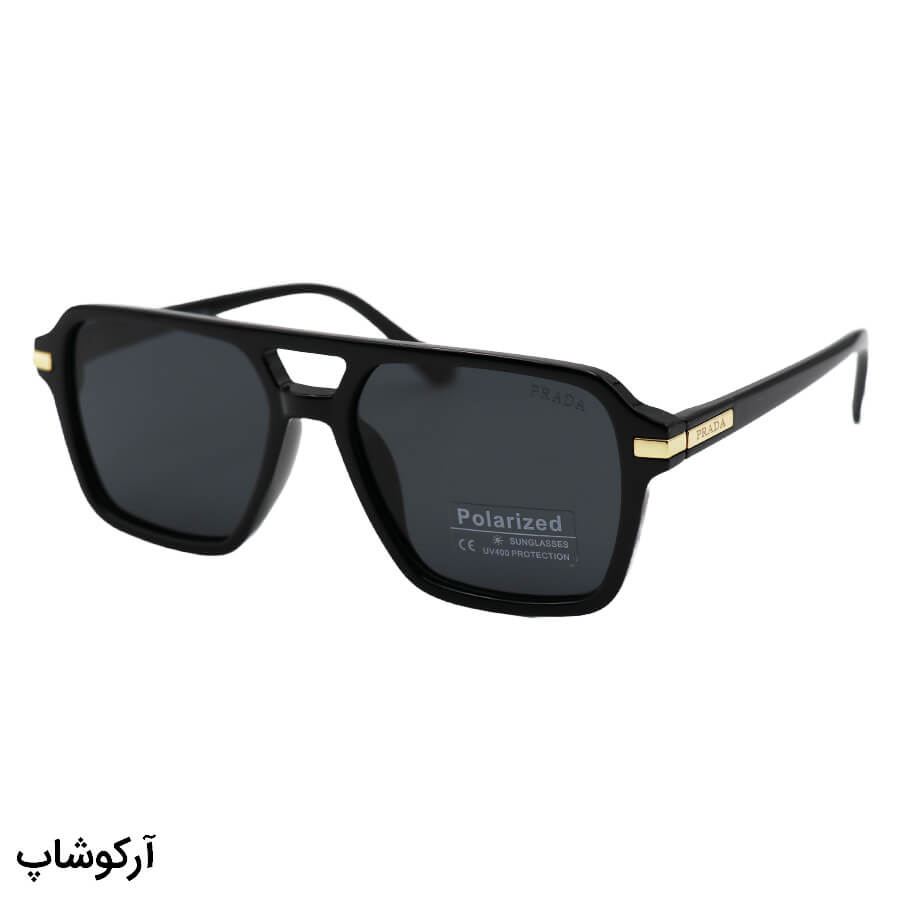 Black-Avitator-Frame-And-Black-Handle-And-Dark-Polorized-Uv-Protection-Lens-Prada-Sunglasses-Model-P9842-Bb-1 عکس از عینک آفتابی پرادا با فریم خلبانی، رنگ مشکی براق و لنز پلاریزه و دودی تیره مدل p9842