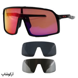 عکس از عینک ورزشی OAKLEY با فریم مشکی رنگ، جنس کائوچو و 2 کاور لنز و تجهیزات کامل مدل OO9406-0137