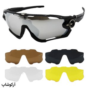 عکس از عینک ورزشی OAKLEY با فریم مشکی رنگ، 5 کاور لنز قابل تعویض و تجهیزات کامل مدل OO9290-B13