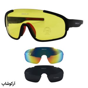عکس از عینک ورزشی چند کاوره OBAOLAY با فریم مشکی رنگ، از جنس کائوچو و تجهیزات کامل مدل SPOC
