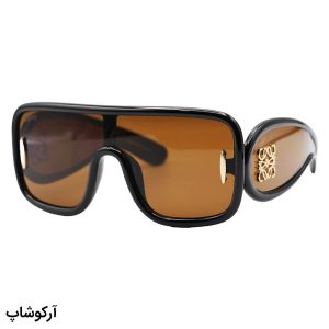 عکس از عینک آفتابی فانتزی لووه با فریم شکل مربعی، اور سایز، رنگ مشکی و لنز قهوه‌ای تیره مدل 4000