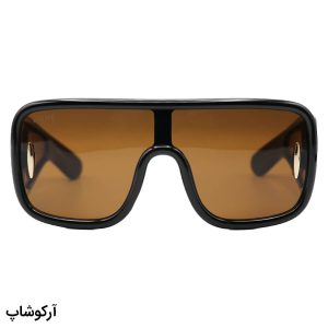 عکس از عینک آفتابی فانتزی لووه با فریم شکل مربعی، اور سایز، رنگ مشکی و لنز قهوه‌ای تیره مدل 4000