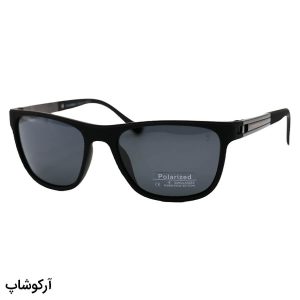 عکس از عینک آفتابی اوگا مورل با فریم مستطیلی، بیس‌دار، رنگ مشکی مات، دسته مشکی و نوک مدادی، لولا فنری و لنز دودی و پلاریزه مدل P78027