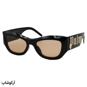 عکس از عینک آفتابی فانتزی Palm Angels با فریم مستطیلی، رنگ مشکی، دسته پهن و لنز قهوه‌ای مدل 6170