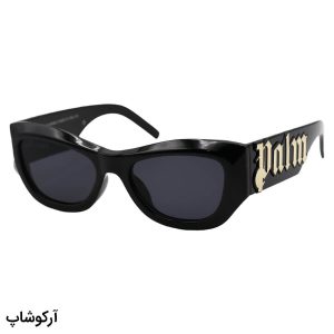 عکس از عینک آفتابی فانتزی Palm Angels با فریم مستطیلی، رنگ مشکی، دسته پهن و لنز دودی تیره مدل 6170