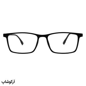 عکس از عینک طبی 5 کاوره با فریم رنگ مشکی مات، مستطیلی شکل، از جنس کائوچو و دسته فنری مدل 12204
