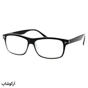 عکس از عینک مطالعه نزدیک بین با فریم مستطیلی، رنگ مشکی و لنز شیشه‌ای (سنگ) و لولای فنردار مدل 12835
