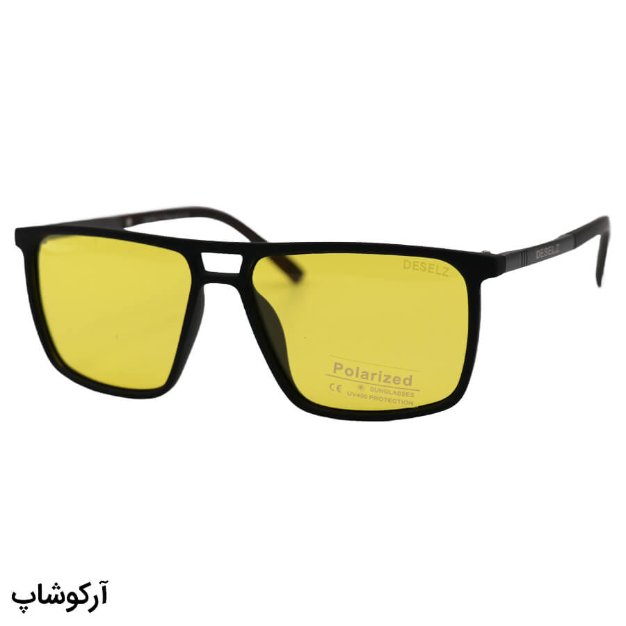 Black-Rectangular-Frame-And-Brown-Wooden-Handle-Yellow-Polarized-Uv-Protection-Lens-Deselz-Night-View-Glasses-Model-P5308-Ye-1 عکس از عینک دید در شب دیزل با فریم مستطیلی، رنگ مشکی مات، دسته چوبی و لنز زرد و پلاریزه مدل p5308