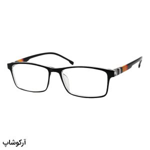 عکس از عینک مطالعه نزدیک بین با فریم مشکی، مستطیلی شکل و دسته طرح باربری مدل DBB09