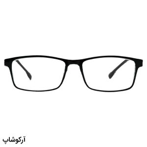 عکس از عینک مطالعه نزدیک بین با فریم مشکی، مستطیلی شکل و دسته طرح باربری مدل DBB09