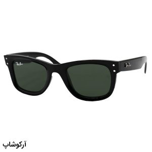 عکس از عینک آفتابی ریبن با فریم ویفرر ریورس، رنگ مشکی و لنز رنگ سبز تیره و لولا دوبل مدل RB R0502S
