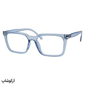 عکس از عینک طبی با فریم شکل مستطیلی، از جنس کائوچو، رنگ آبی روشن و لنز بلوکات و قابل تعویض مدل 203158
